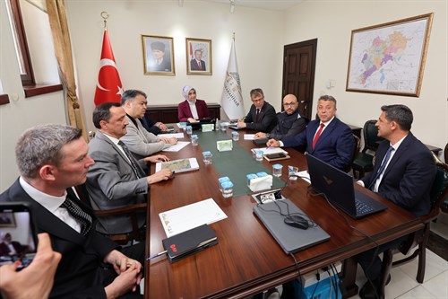 Vali Yiğitbaşı, jeotermal kaynaklı sera ihtisas organize tarım bölgesi için yürütülen çalışmaları değerlendirmek üzere bir toplantı gerçekleştirdi.