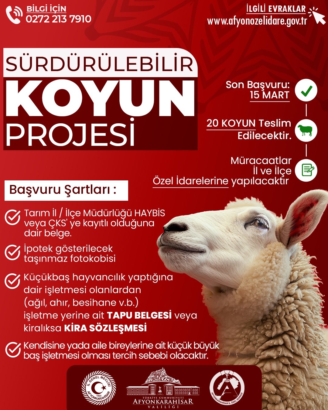 SÜRDÜRÜLEBİLİR KOYUN PROJESİ BAŞVURULARI BAŞLADI!